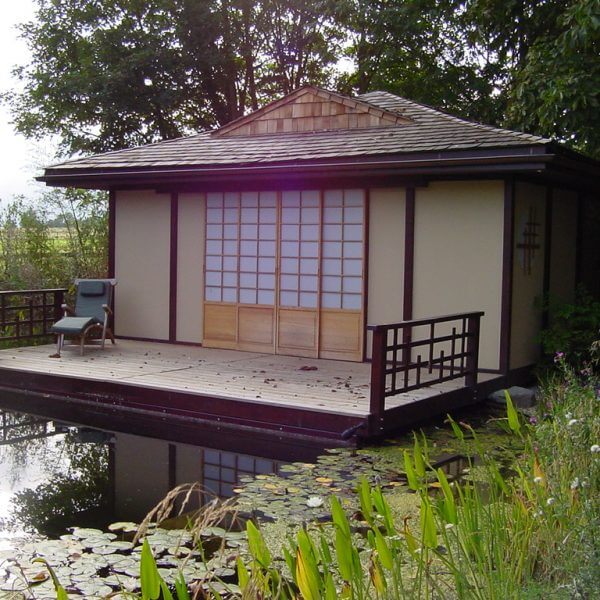 Japanese Tea house for oriental gardens made in the UK from softwood