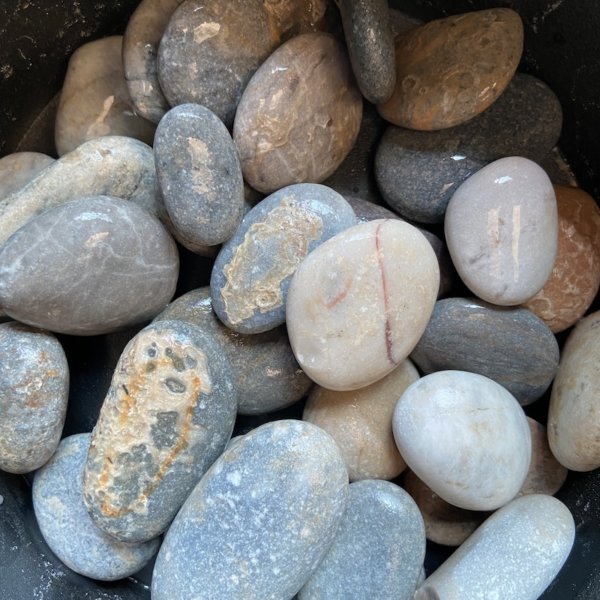 Mixed cobbles - Blue, Green, Red & Grey attractive mixed cobbles.